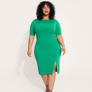 Torrid Midi Bodycon Party Curve Dress Studio Cupro Modal Green Size 3X 22 24